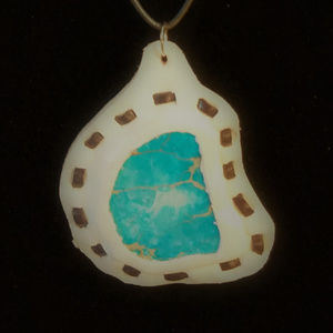 Western Leather & Gemstone Slab Necklace